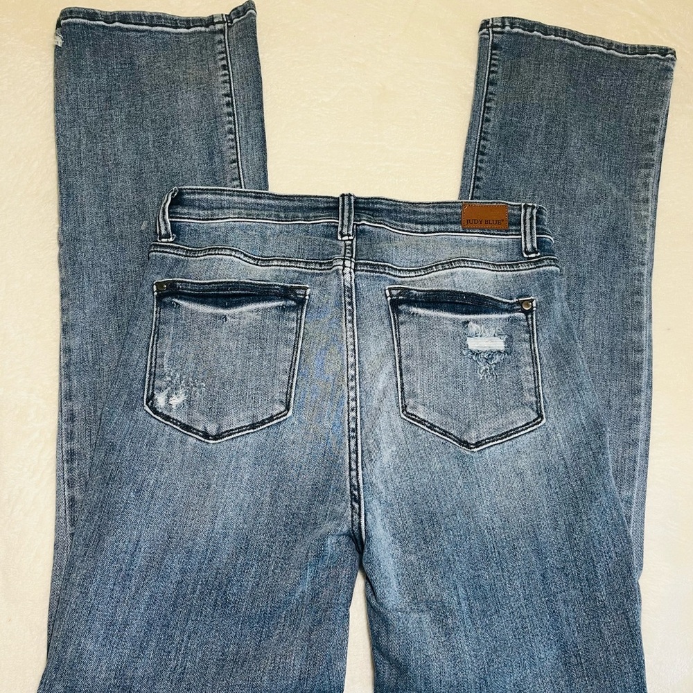 Judy Blue High Waist Destroyed Bootcut Denim Jeans sz 9/29 - Picture 10 of 14